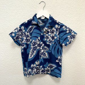 Vintage Kala Hawaiian Shirt Blue Floral 6